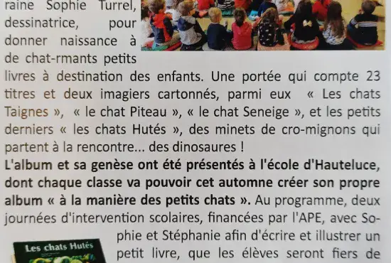 Atelier-Rencontre de Stéphanie Dunand-Pallaz et Sophie Turrel, autrice et illustratrice de la Série d'albums pour enfants "Les Petits Chats” !